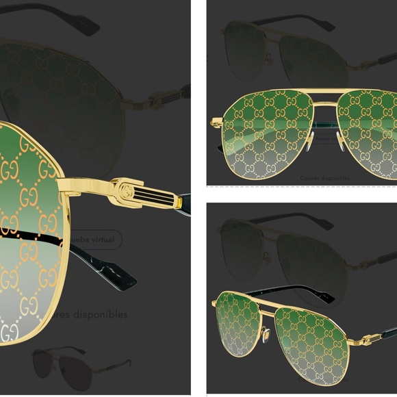 GREEEN MIRROR “GG” LOGO PILOT AVIATOR GOLD METAL SUNGLASSES AS SEEN ON GARCELLE - Picture 8 of 16